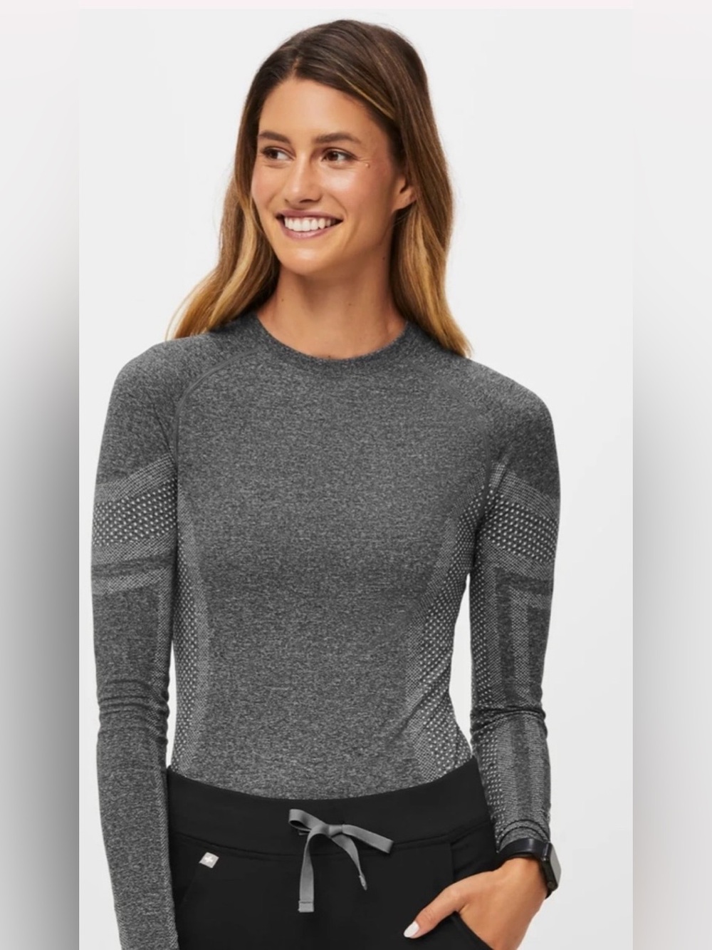 Women’s Figs Salta Underscrub Seamless Heathered Gray Long Sleeve Top